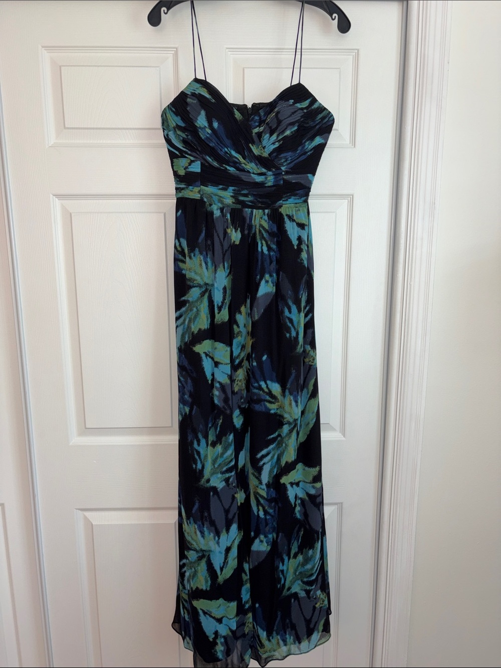 Banana Republic Navy Maxi Dress with Green & Teal Floral Print